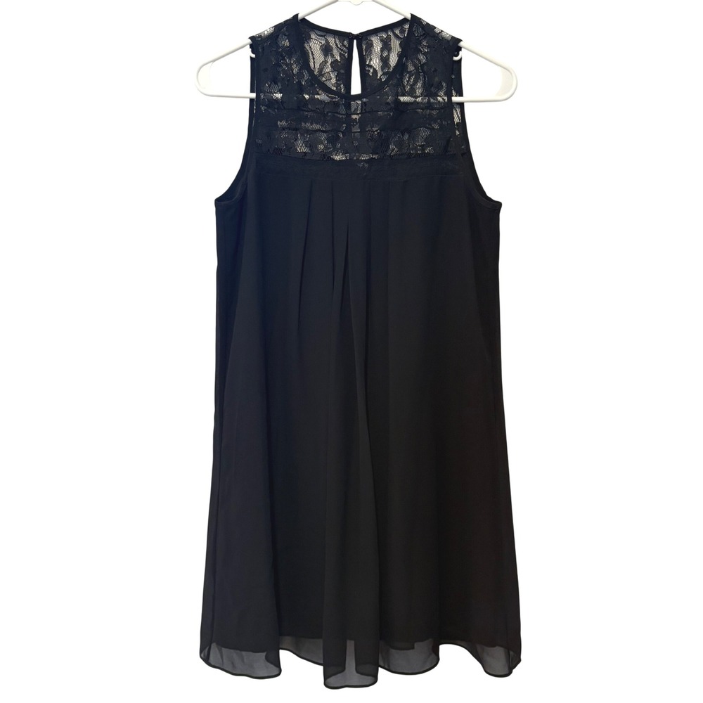 BCBGeneration Black Babydoll Dress XS Sleeveless Lace Detail Mini Short Party‎